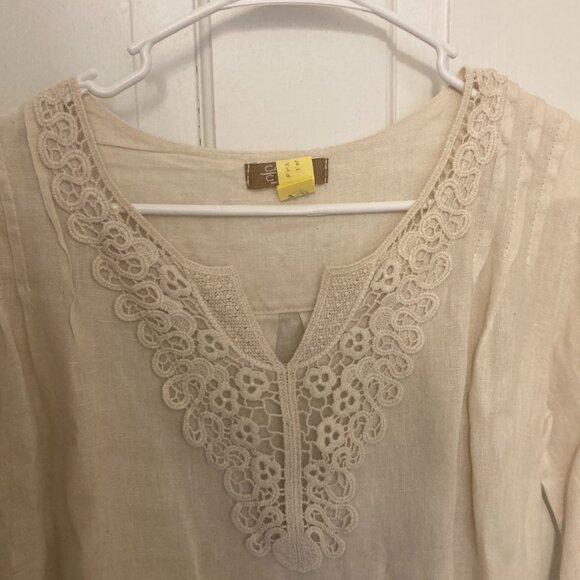 Gorgeous Vintage Linen Bell Sleeve Tunic Mini Dress - Picture 3 of 8